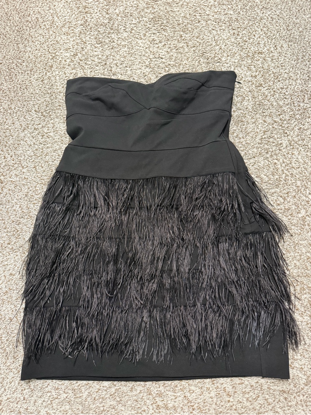 Ann Taylor Black Strapless Feather-Tiered Cocktail Dress NWT